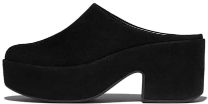 Fitflop Mules da Donna Platfforms in Pelle Scamosciata con Tacco, Tutto Nero, 41 EU