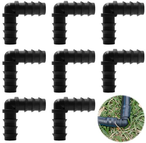 Connettori per Tubi Flessibili per 16 mm Connettori a Gomito per Tubi Flessibili, Compatibili con Sistema di Irrigazione, Set di 8 Pezzi, Ideali per Giardinaggio e Applicazioni Domestiche