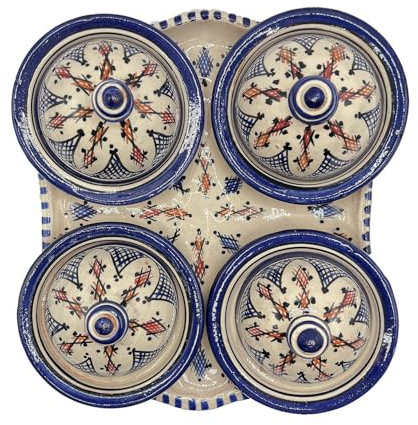 Antipastiera Carré avec Mini Tajine en Céramique Terre cuite - Artisanat Marocain 0811241306 Turquie Tunisie Ethnique du monde