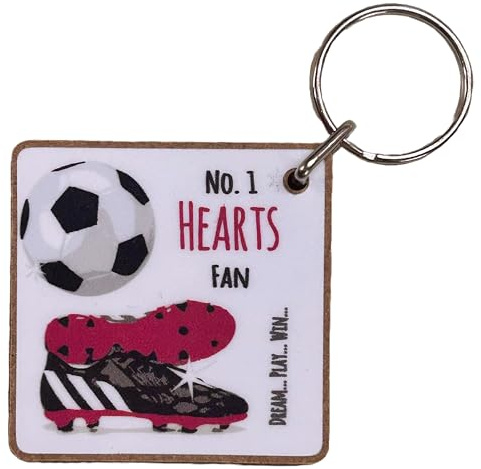 WHITE COTTON CARDS Hearts Heart of Midlothian FC Football Club Fan - KEYRING (K-FN98)