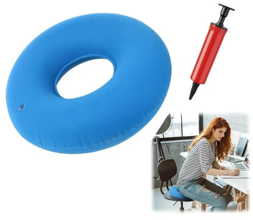 Donut Kissen,Hämorrhoiden Sitzkissen Sitzring Nach Op Sitzkissen Orthopädische,Dekubitus Kissen Tragbares Aufblasbares Sitzkissen mit Pumpe für Hämorrhoid Steibbeinschmerzen Rollstühle Schwangere