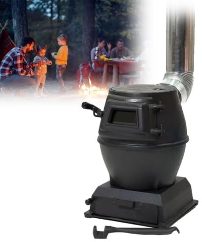 Poêle à Bois en Fonte avec Fenêtre de Visualisation pour Chauffage au Charbon ou au Bois dans Maison et Camping-Car
