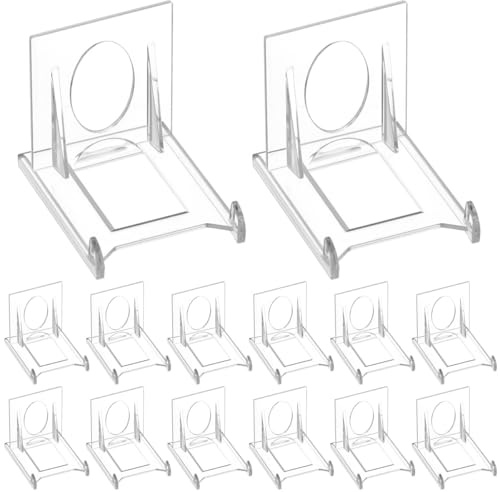 24 Stück Acryl Ständer Kunststoff Tellerständer FOCCTS 6.5 x 5 x 5.5 cm Kunststoff Aufsteller Ständer Verstellbar Dekotellerhalter Tellerständer Deko Aufsteller für Elektronische Produkte Fotodisplays