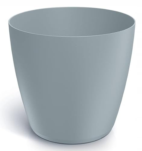 DomoDomo Blumentopf & Übertopf Hellgrau Matt 23,8x21,5 cm – Dekorativer Kunststoff-Pflanztopf Mate