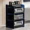 WNYAILLL HiFi Regal Audio Rack, 4-stufiger AV-Medienständer, Audio-Rack-Schrank für Zuhause, Plattenständer mit klassifizierter Lagerung, für Wohnzimmer Schlafzimmer Arbeitszimmer(Black 1)
