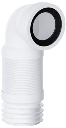 PlumbEZ Flexible Bent Toilet Waste Pipe Connector 4'' (90mm/110mm) with Wire Reinforced Stability, Smart-Flo Slinky 90 Degree Flexible Pan Connector, Fits 90-107mm Inlet for All Toilet Pan Spigots