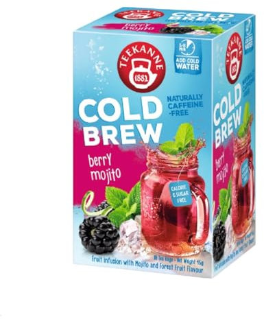 Teekanne Berry Mojito Cold Brew Tea Infusion Cool Sensations All Natural Real Fruit with Herbals Forest Fruit Blackberries Lime Rosehip Mint Hibiscus