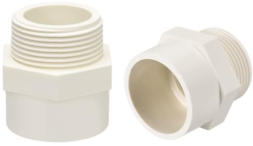 TA-VIGOR Lot de 2 raccords de tuyau en PVC, 50 mm G1-1/2 mâle fileté, raccord Union blanc pour systèmes de tuyauterie d'irrigation de jardin