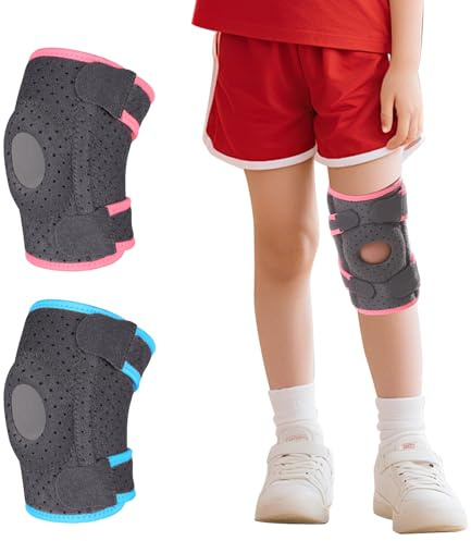 Yasdyri Kniebandage Kinder für Mädchen Jungen Sport Kniestütze Kinder für Fußball, Laufen, Radfahren, Gymnastik, Kniebandagen Kompressionshülse 1 Stück (Rosa)