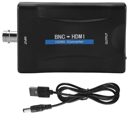 BAAQII Convertisseur vidéo BNC vers HDMI PAL NTSC Câble coaxial Adaptateur HD 1080P/720P Compatible avec moniteur HDCP HDMI1.3