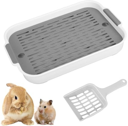Litière rectangulaire pour lapin avec pelle, 27 x 18,5 x 4 cm