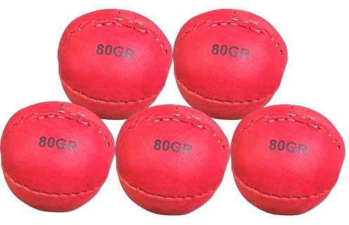 lisaro Wurfball 5er Set aus Leder 80g weiß oder 80g rot Wurf Ball – Schlagball ideal für Bundesjugendspiele für Schulen,Vereine und Wettkämpfe