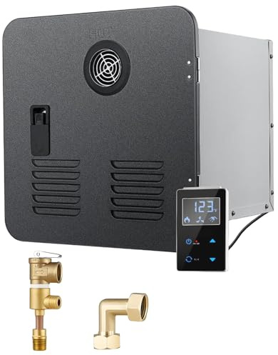 COAKUE RV Tankless Water Heater,65,000 BTU RV Instant Hot Propane Gas Water Heater,DC 12V,MAX 3.9GPM,W/ 15 x 15 inches Door & Remote Controller Black