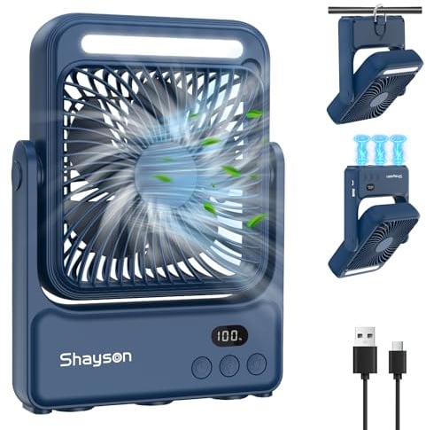 USB Ventilatore Portatile 10000mAh,Luce LED,7-27 ore di Funzionamento