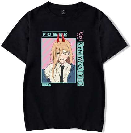 Chainsaw Man Merch Anime Character Prints T-Shirt, Cotton, White and Black Colours Available Short Sleeve for Men Women