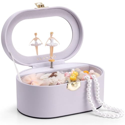 VLANDO Mädchen Schmuckkästchen, Kinder Schmuckschatulle mit Ballerina, Spieluhr für Kinder, Geburtstagsgeschenk für Alter 4-12 Jahre (Misty Purple)