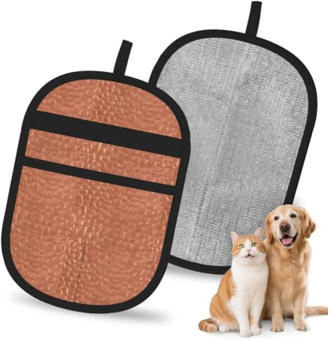 Hnnkloy Gehämmertes Kupfer-Finish, 2er-Pack Tierhaarentferner Handschuh, antistatische Pflegehandschuhe für Hunde und Katzen