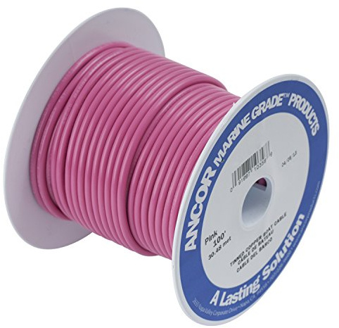 Ancor 106625 Marine Grade Electrical Primary Tinned Copper Boat Wiring (12-Gauge, Pink, 250-Feet)