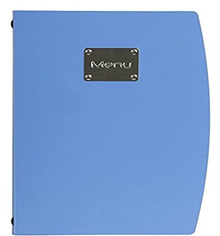 Securit Rio A4-Speisekarten-Mappe mit einem doppelseitigen Einleger, Blau | 1 Einleger doppelseitig = 4 Seiten - Elastisches Bandsystem - Farbe Blau
