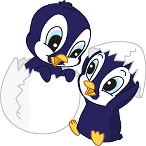 Bambinella® Bügelbild Aufbügler - gedruckte Velour/Flock Applikation zum selbst Aufbügeln - Motiv: Pinguin aus dem Ei - Made in Germany