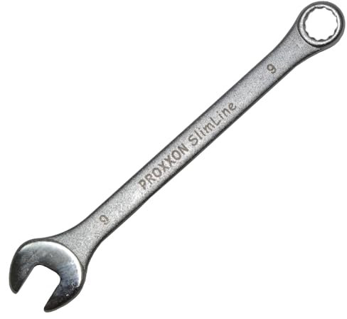 Proxxon 23909 Ring-Maulschlüssel SlimLine Größe 9mm - 15° abgewinkelt auf der Ringseite - Chrom-Vanadium Stahl