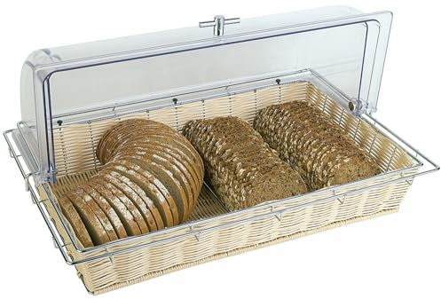 APS 40150 Buffetkorb (ohne Haube), Korb, Obstkorb, Brotkorb,56,5 x 36 x 10 cm, Polypropylen, mit Edelstahldraht und Fixierungsrahmen, beige