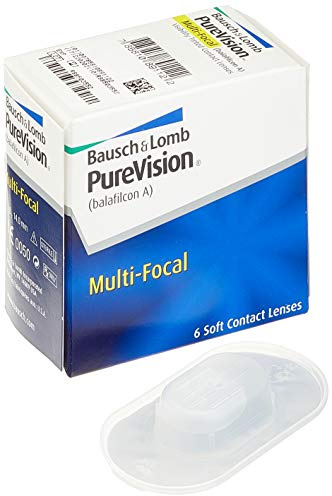 Bausch + Lomb Purevision Multifocal Monatslinsen, Gleitsicht-Kontaktlinsen, weich, 6 Stück BC 8.6 mm/DIA 14 / -6.25 Dioptrien/ADD Low