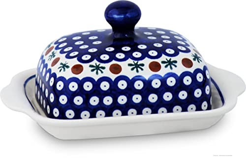 Bunzlauer Keramik Butterdose Butterglocke Butterbehälter rechteckig für 250g (1 Stück Butter) 20x10,5x10,5 cm verschiedene Muster (Dekor 41, 250 g)
