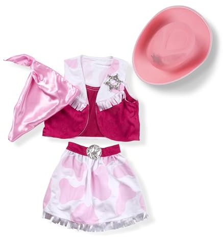 Melissa & Doug Cowgirl Role Play Costume Set (5pcs) - Skirt, Hat, Vest, Badge, Scarf