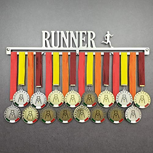 Runner - Medagliere da Parete Maschile - Porta medaglie Running, Maratona, Corsa - Sport Medal Hanger - Display Rack (M 750 mm x 115 mm x 3 mm)