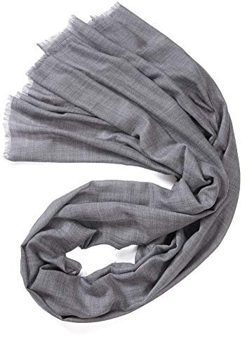 Prettystern Extra Großer Damen Stola fein weich XXL Pashmina-Schal 100% Wolle Umschalgtuch Schulter-Tuch Wollschal meliert Grau
