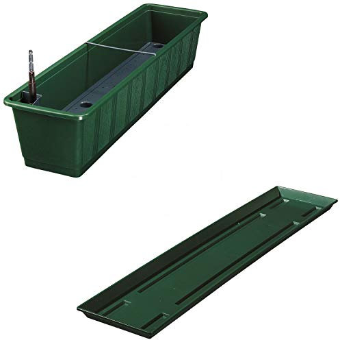 Aqua Green Jardinière de balcon Plus avec arrosage et soucoupe assortie 80 cm dunkelgrün 11