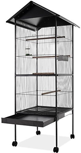 BAKAJI Pajarera para pájaros, Loros, Canarios, periquitos, Altura 150/160 cm, Jaula Grande de Metal, con cajón extraíble para la Arena (160 cm)