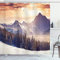 ABAKUHAUS Natur Duschvorhang, Winterabend Berg, Stoffliches Gewebe Badezimmerdekorationsset mit Haken, 175 x 200 cm, Lila Tan