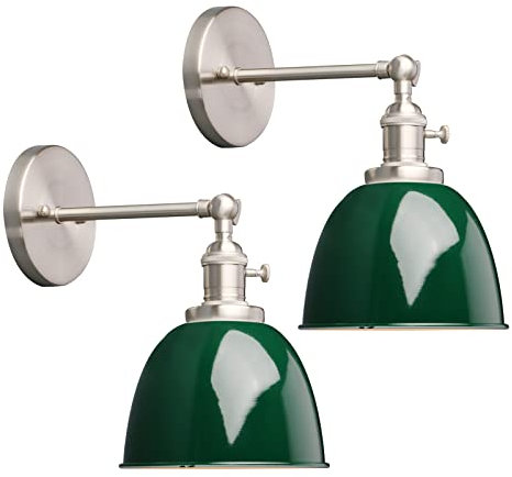 Phansthy 2 Stücke Deckenhalbkreis mit Metall-Schirm Wandbeleuchtung Wandleuchten Vintage Industrie Loft-Wandlampen Antik Deko Design Wandbeleuchtung Küchenwandleuchte(Dunkelgrün)