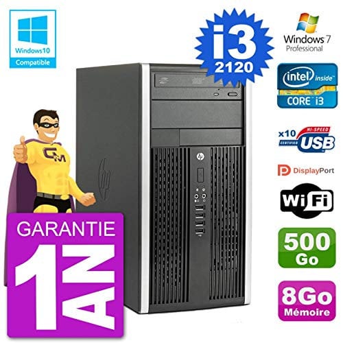 HP PC 6300 MT Intel Core I32120 RAM 8Go Disque 500Go Graveur DVD WiFi W7 (Reconditionné)