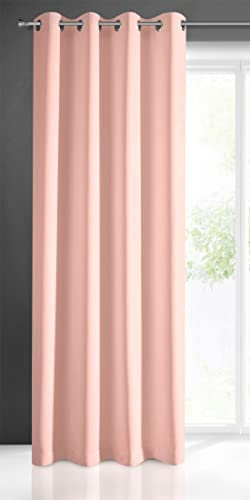 Eurofirany Rita Vorhang Gardine Glatt Schlicht Einfarbig-8 Ösen Modern Schlafzimmer Wohnzimmer Lounge Kinderzimmer 1 Stück Einzeln, Polyester, Puder, 140 x 250cm