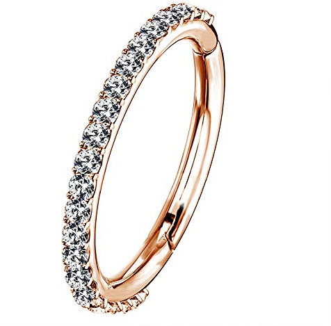 OUFER 16G Rostfreier Stahl Knorpel Ohrringe Fünf Petal Clear CZ Blume Tragus Helix Earrings Knorpel Ohrstecker rose gold 8mm
