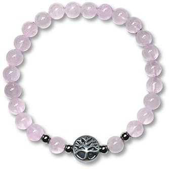 Majas Perlen Rosenquarz Armband Perlen echt 6mm Lebensbaum Edelstahl Silber oder Gold - Handmade Perlenarmband Rosa Liebe Freundschaft Romantik - Spiritueller Schmuck Damen Herren Kinder