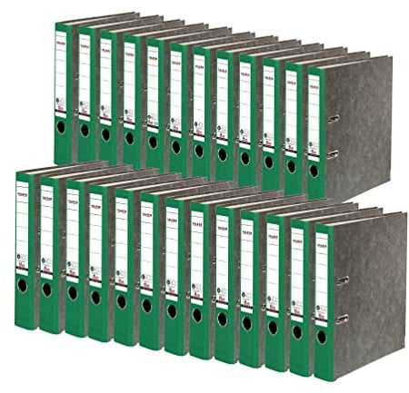 Original Falken 25er Pack Recycling-Ordner Wolkenmarmor. Made in Germany. 5 cm schmal DIN A4 grüner Rücken Ringordner Aktenordner Briefordner Büroordner Pappordner CO2-Neutral Blauer Engel