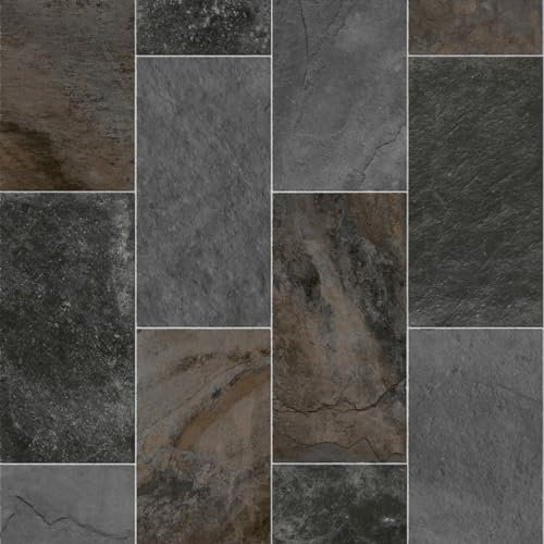 ASRM699E-Stone Effect Anti Slip Vinyl Flooring Home Office Kitchen Bedroom Bathroom Lino Modern Design 2M 3M 4M Wide (5m(L) X 4m(W) (16'4...