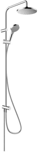 hansgrohe Vernis Blend - Duschsystem ohne Armatur, Regendusche (205 mm) mit Umsteller, Handbrause (2 Strahlarten), Schlauch, Brausestange und runder Kopfbrause (1 Strahlart), Chrom, 26272000