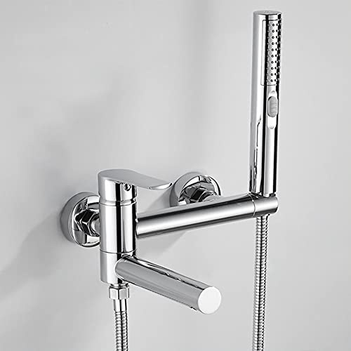 Robinet De Baignoire Avec Douchette À Main Laiton Mitigeur De Baignoire Montage Mural Avec Support Et Flexible 150 Cm, Noir
