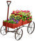 RELAX4LIFE Blumenständer mit 4 Rädern aus Metall, Pflanzwagen aus Massivholz, Holzwagen bis zu 15 kg belastbar, Blumenkasten für Garten & Balkon & Terrasse, Blumenwagen Bollerwagen Deko (Rot)