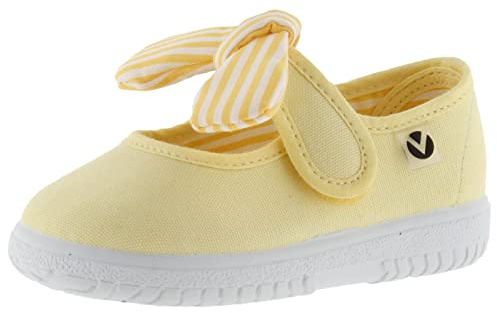 victoria Merceditas Unisex Ojalá Lona & Tira Adherente & Lazo Rayas 105110 para Niños Mimosa 25