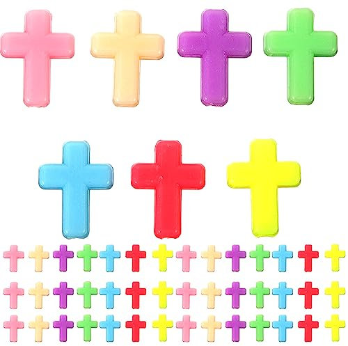 FOMIYES 200 Stück Acryl-Kreuz-Perlen, Bunte Kreuz-Anhänger, Abstandshalter, Perlen, Charm, Acrylperlen für Schmuckherstellung, Halsketten, Armbänder, DIY Handwerk (zufällige Farbe)