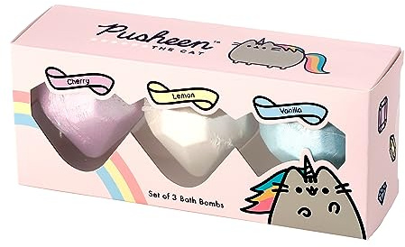 Pusheenicorn Badekugeln, Katzen-Duft, Kirsche, Zitrone, Vanille, 3 Stück