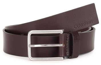 Calvin Klein Herren Gürtel Ledergürtel, Braun (Dark Brown), 85 cm