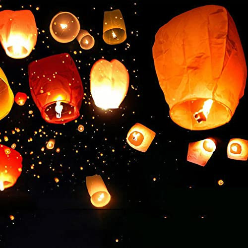 JIAWEIIY Faroles chinos de papel para liberar en eventos conmemorativos, linternas de papel flotantes biodegradables (10)