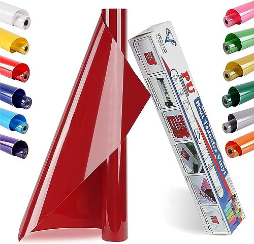 VEGIXO Heat Transfer Vinyl Red – 12in x 8ft Roll for Heat Press & Cricut, Easy to Cut & Weed, Design T-Shirts & Crafts